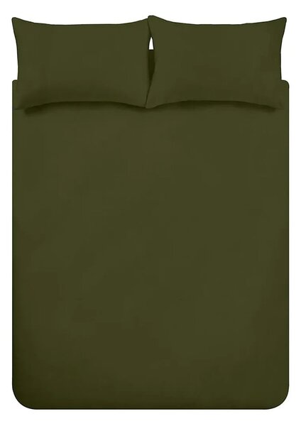 Kaki zelena flanelska posteljina za krevet za jednu osobu 135x200 cm Brushed – Catherine Lansfield