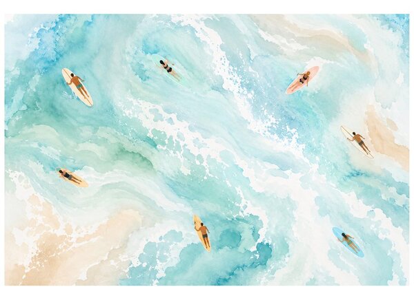 Tapeta akvarelno more sa surferima