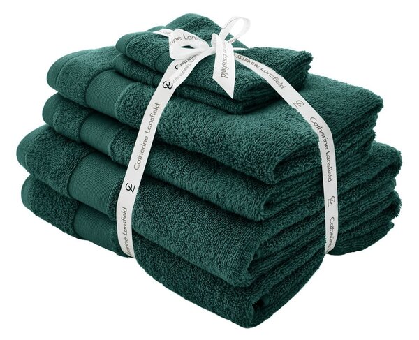 Tamno zeleni pamučni set ručnika 6 kom od frotira Anti-Bacterial – Catherine Lansfield