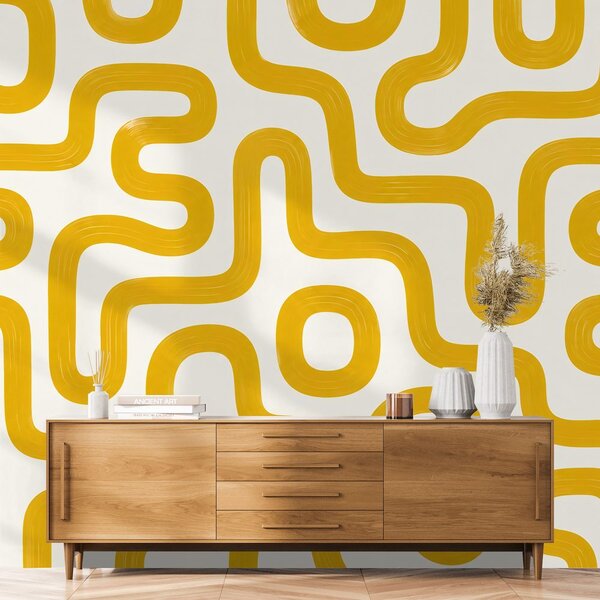 Tapeta žute retro geometrijske linije