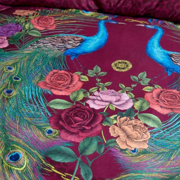 Ljubičasta posteljina za bračni krevet od pamučnog satena 200x200 cm Xanadu Peacock – Matthew Williamson