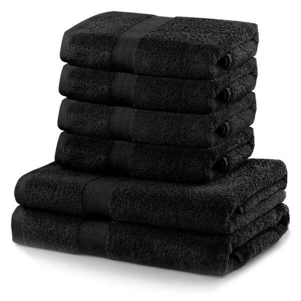 Set od 2 crna velika ručnika i 4 mala ručnika DecoKing Marina