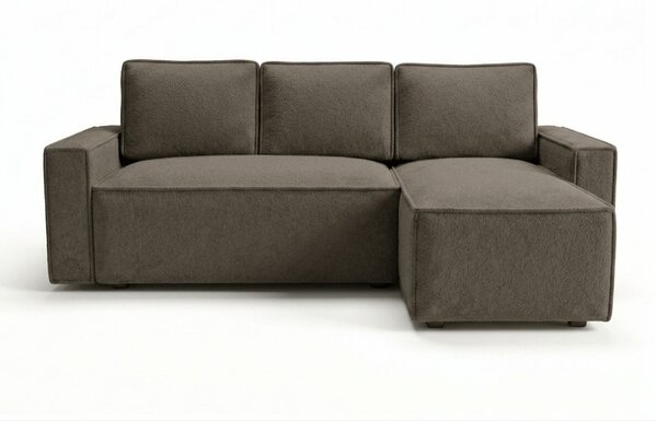 Razvlačna kutna garnitura L SMART BOUCLE 232x143 cm, sivo-smeđa, univerzalna