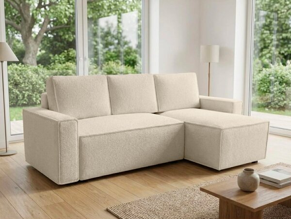 Razvlačna kutna garnitura L SMART BOUCLE 232x143 cm, krem, univerzalna