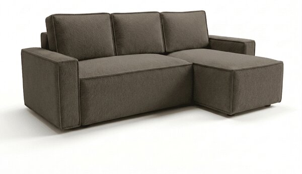 Razvlačna kutna garnitura L SMART BOUCLE 232x143 cm, sivo-smeđa, univerzalna