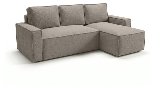 Razvlačna kutna garnitura L SMART BOUCLE 232x143 cm, sivo-bež, univerzalna