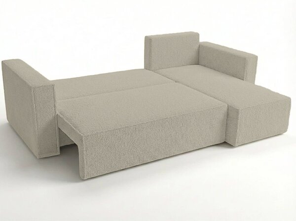 Razvlačna kutna garnitura L SMART BOUCLE 232x143 cm, sivo-bež, univerzalna