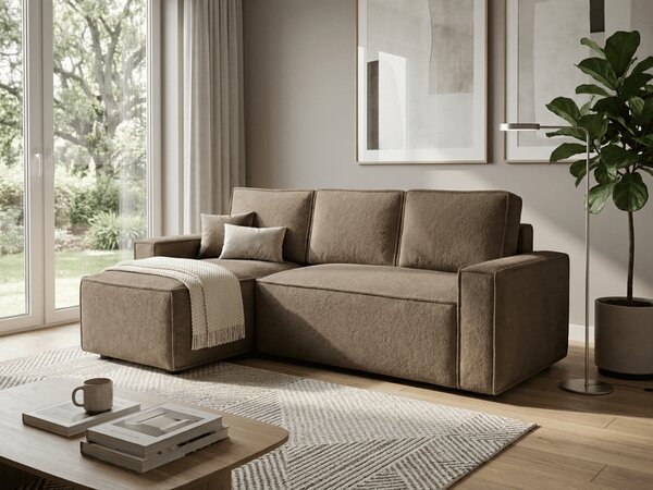 Razvlačna kutna garnitura L SMART BOUCLE 232x143 cm, tamno bež, univerzalna
