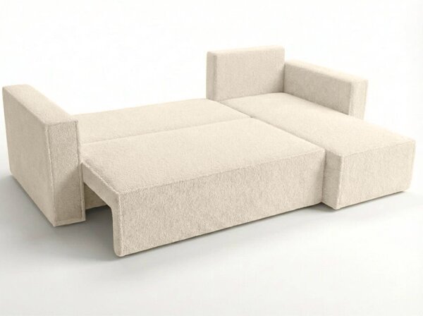 Razvlačna kutna garnitura L SMART BOUCLE 232x143 cm, krem, univerzalna