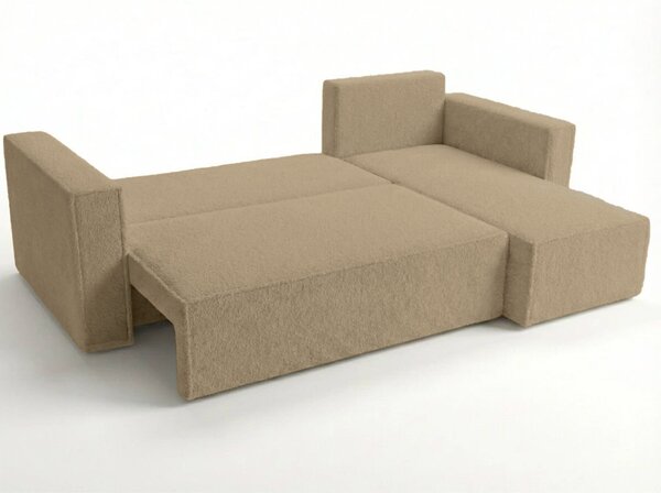 Razvlačna kutna garnitura L SMART BOUCLE 232x143 cm, tamno bež, univerzalna