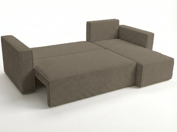 Razvlačna kutna garnitura L SMART BOUCLE 232x143 cm, sivo-smeđa, univerzalna