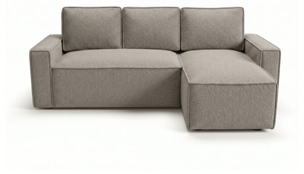 Razvlačna kutna garnitura L SMART BOUCLE 232x143 cm, sivo-bež, univerzalna