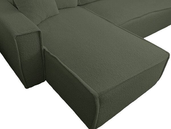 Razvlačna kutna garnitura L SMART BOUCLE 232x143 cm, tamno zelena, univerzalna