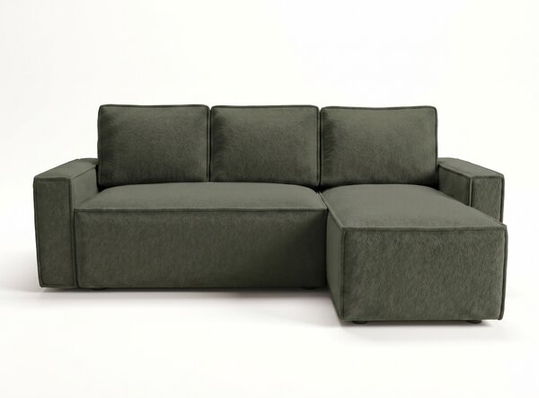 Razvlačna kutna garnitura L SMART BOUCLE 232x143 cm, tamno zelena, univerzalna