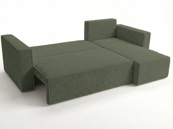 Razvlačna kutna garnitura L SMART BOUCLE 232x143 cm, tamno zelena, univerzalna