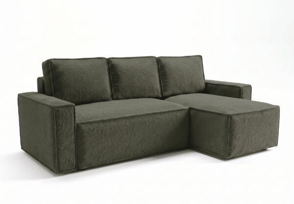 Razvlačna kutna garnitura L SMART BOUCLE 232x143 cm, tamno zelena, univerzalna