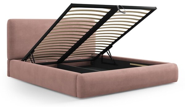 Ružičasti tapecirani bračni krevet s prostorom za pohranu s podnicom 160x200 cm Colonel – Cosmopolitan Design
