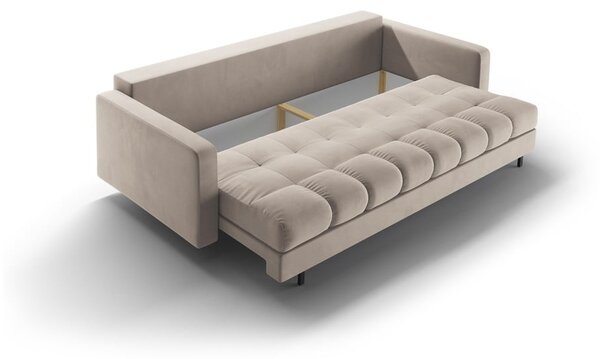 Bež baršunasti sklopiva/s prostorom za odlaganje sofa 222 cm Bali – Cosmopolitan Design