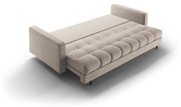 Bež baršunasti sklopiva/s prostorom za odlaganje sofa 222 cm Bali – Cosmopolitan Design