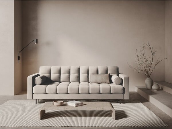 Bež baršunasti sklopiva/s prostorom za odlaganje sofa 222 cm Bali – Cosmopolitan Design