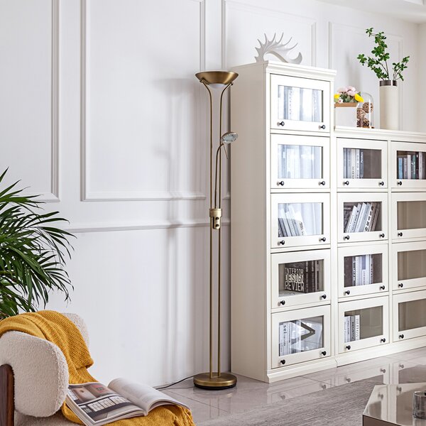 Lindby LED podna lampa Josefin, bronca, svjetlo za čitanje, prigušivanje, prigušiva, Bronca / stari mesing, Dnevni boravak/blagovaonica, Metal, Svjetlo za čitanje