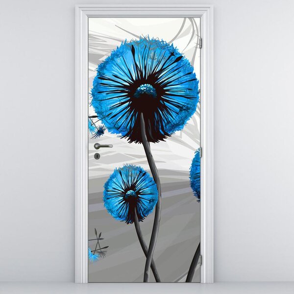 Foto tapeta za vrata - apstraktni plavi maslačak (95x205cm)