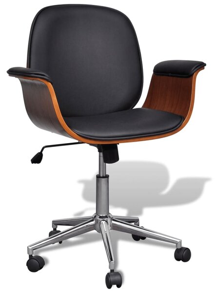 VidaXL Okretna stolica od zaobljenog drva i umjetne kože