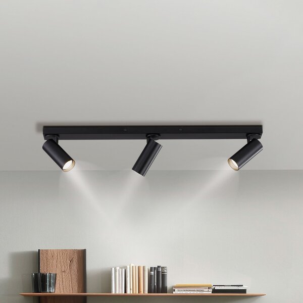 Schöner Wohnen RIK stropna svjetiljka, crna, s tri kraka, 89 cm, metal, GU10 LED, Crno, Dnevni boravak/blagovaonica, Aluminij, Strop s više plamena
