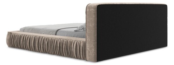 Bež tapecirani bračni krevet s prostorom za odlaganje s letvičastim okvirom 180x200 cm Keoni - Makamii