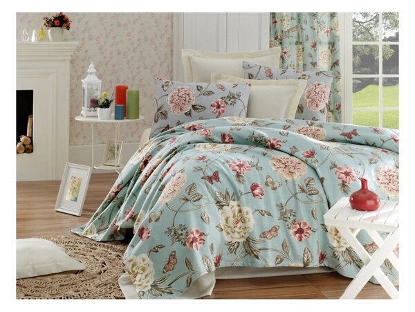 Set pamučnog prekrivača, posteljine i 2 jastučnice za bračni krevet Turro Rusto, 200 x 235 cm