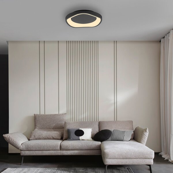 Schöner Wohnen MONTA LED stropna svjetiljka, crna, Ø 40 cm, metal, s prigušivačem, prigušiva, Crno, Dnevni boravak/blagovaonica, Metal