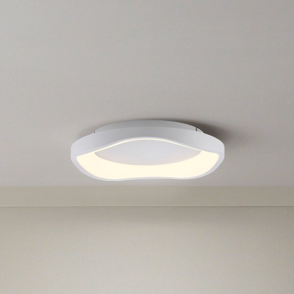 Schöner Wohnen MONTA LED stropna svjetiljka, bijela, Ø 40 cm, metal, s prekidačem za, prigušiva, Bijela, Dnevni boravak/blagovaonica, Metal