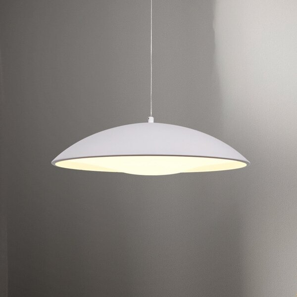 Schöner Wohnen LED viseća svjetiljka LENTE, bijela, Ø 40 cm, metal, s prigušivačem, prigušiva, Bijela, Dnevni boravak/blagovaonica, Metal