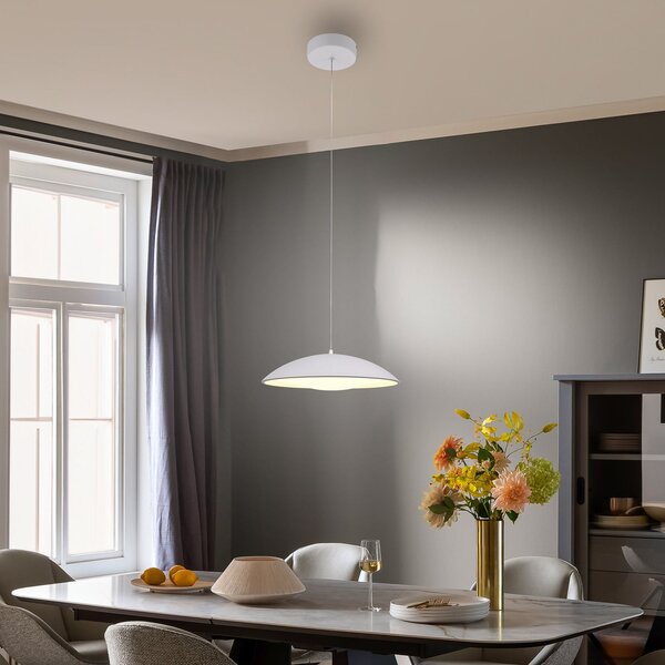 Schöner Wohnen LED viseća svjetiljka LENTE, bijela, Ø 40 cm, metal, s prigušivačem, prigušiva, Bijela, Dnevni boravak/blagovaonica, Metal