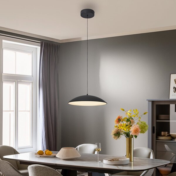 Schöner Wohnen LED viseća svjetiljka LENTE, crna, Ø 40 cm, metal, s prigušivačem, prigušiva, Crno, Dnevni boravak/blagovaonica, Metal
