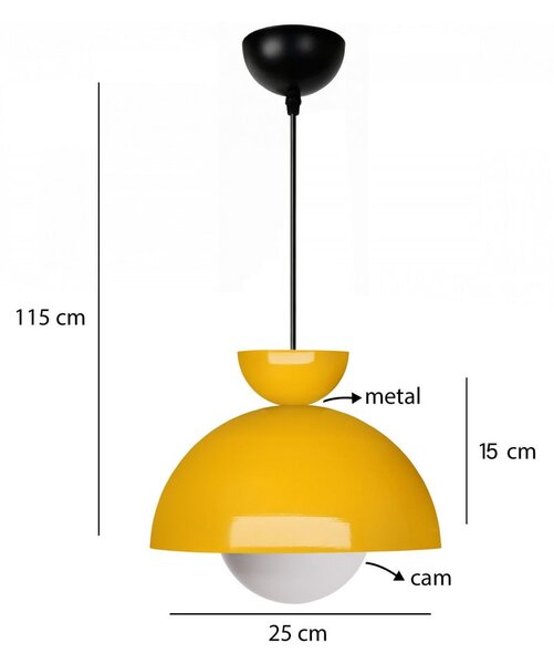 Žuta viseća svjetiljka s metalnim sjenilom ø 25 cm Arta – Opviq lights