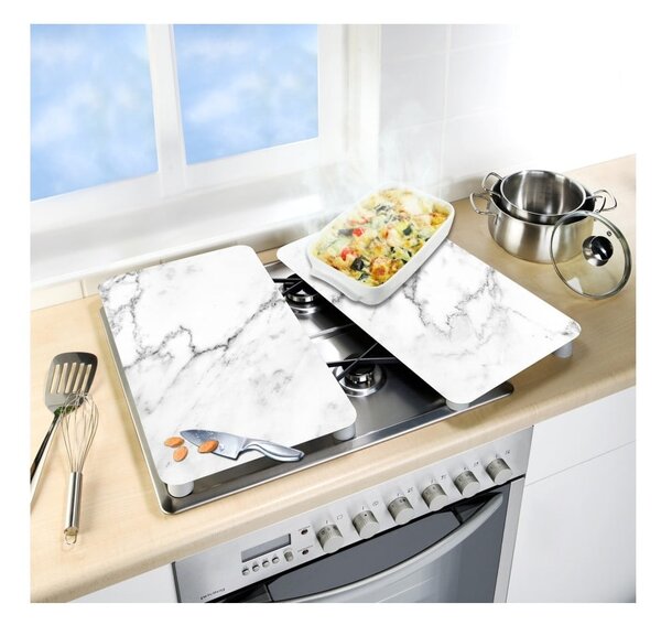Set od 2 staklena zaštitna poklopca za štednjak Wenko Marble, 52 x 30 cm