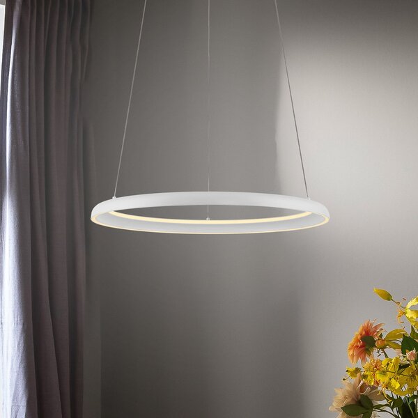 Schöner Wohnen LED viseća svjetiljka QUILLO, bijela, Ø 60 cm, metal, s prigušivačem, prigušiva, Bijela, Dnevni boravak/blagovaonica, Aluminij