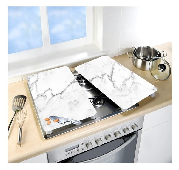 Set od 2 staklena zaštitna poklopca za štednjak Wenko Marble, 52 x 30 cm