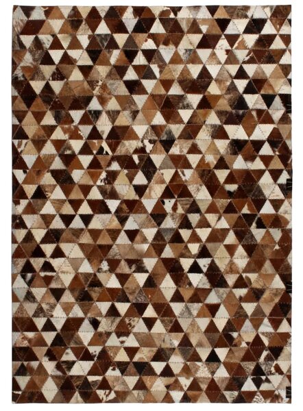 VidaXL Tepih od prave kože s pačvorkom 80 x 150 cm sa smeđe-bijelim trokutima