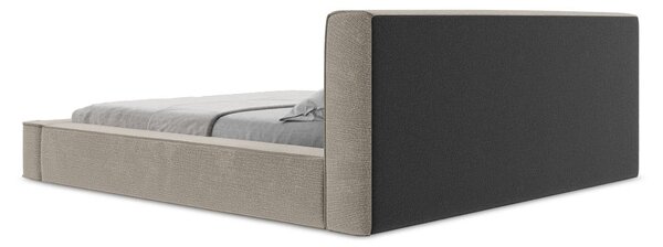 Taupe tapecirani bračni krevet s prostorom za odlaganje i okvirom od letvica 180x200 cm Noho - Makamii