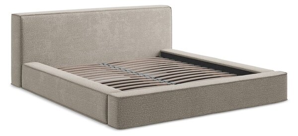 Taupe tapecirani bračni krevet s prostorom za odlaganje i okvirom od letvica 180x200 cm Noho - Makamii