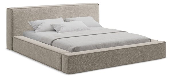 Taupe tapecirani bračni krevet s prostorom za odlaganje i okvirom od letvica 180x200 cm Noho - Makamii