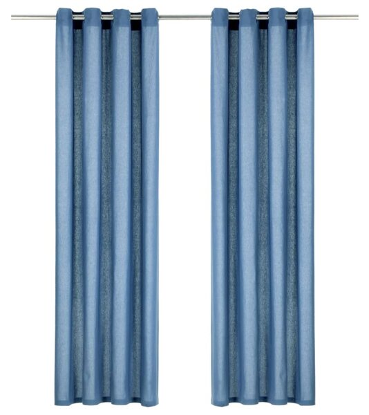 VidaXL Zavjese s metalnim prstenima 2 kom pamučne 140 x 225 cm plave