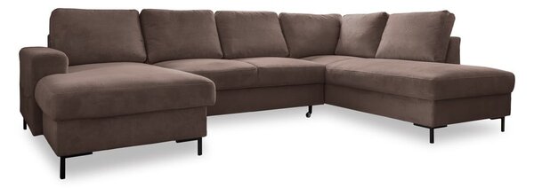 Smeđa sklopiva kutna garnitura od samta (s desnim kutom) Lofty Lilly – Miuform