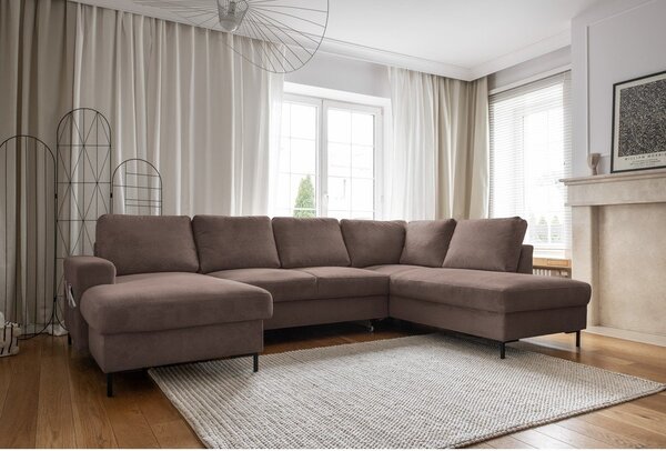 Smeđa sklopiva kutna garnitura od samta (s desnim kutom) Lofty Lilly – Miuform