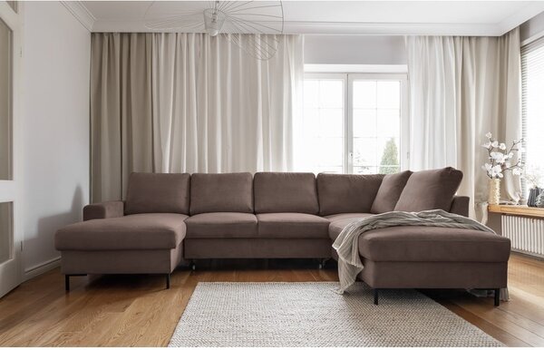 Smeđa sklopiva kutna garnitura od samta (s desnim kutom) Lofty Lilly – Miuform