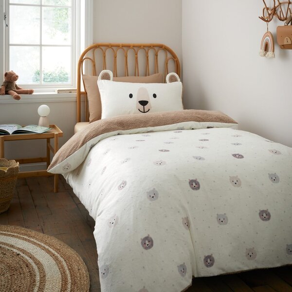 Smeđa/krem dječja posteljina za krevet za jednu osobu od mikropliša 135x200 cm Cosy Bear – Catherine Lansfield