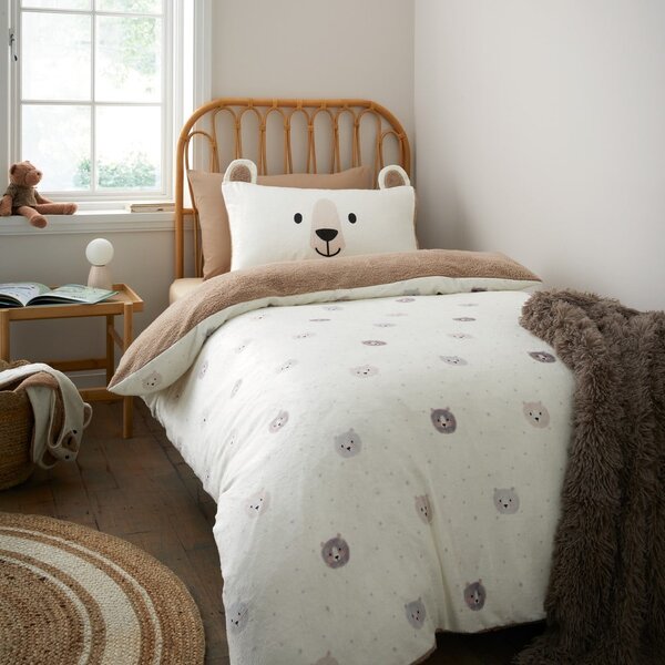 Smeđa/krem dječja posteljina za krevet za jednu osobu od mikropliša 135x200 cm Cosy Bear – Catherine Lansfield