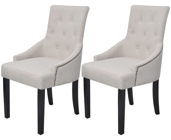 VidaXL 242402 Dining Chairs 2 pcs Cream Grey Fabric